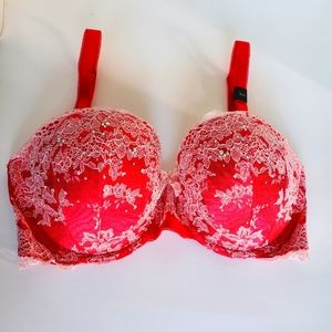 Victoria's Secret Bra 32DD Red Sequin Lace Dream Angels Multi-way Strap Bra